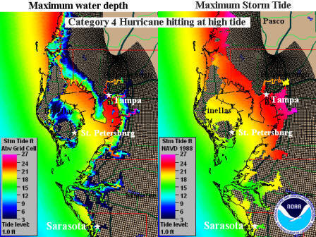 storm surge estimates for Tampa Florida