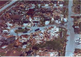 photo of devastation done by hurrican Andrew in Homestead Florida