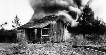 a burning cabin near Rosewood Florida in 1923