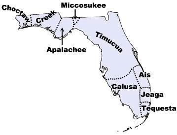chart of historic Florida Indian locations