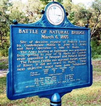 state marker on the Natural Bridge Battlefield site near Tallahassee Florida